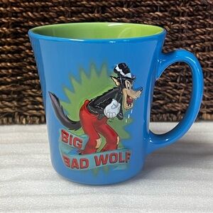 BIG BAD WOLF Blue Green Embossed 3D Disney Store Mug Tea or Coffee Cup Mug